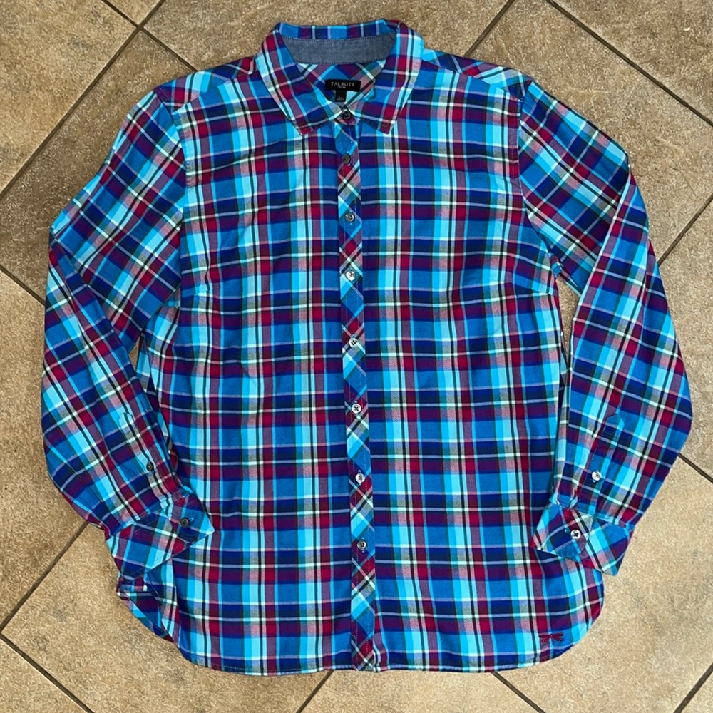 Talbots brushed Twill Plaid Button-Up Shirt
